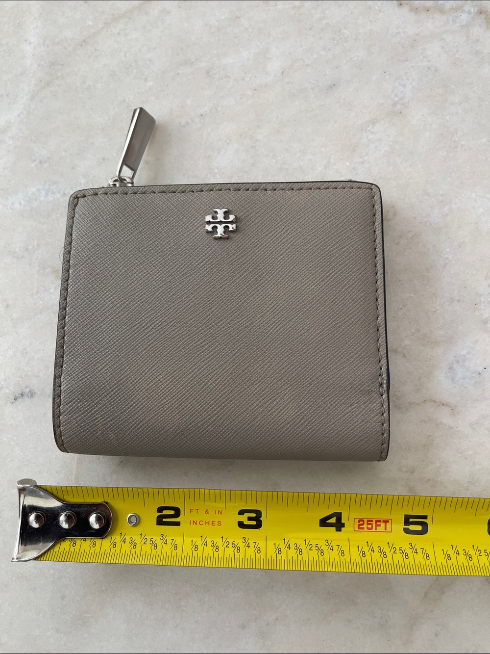 Tory Burch Gray Saffiano Zip Wallet